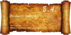 Bodacz Ambró névjegykártya